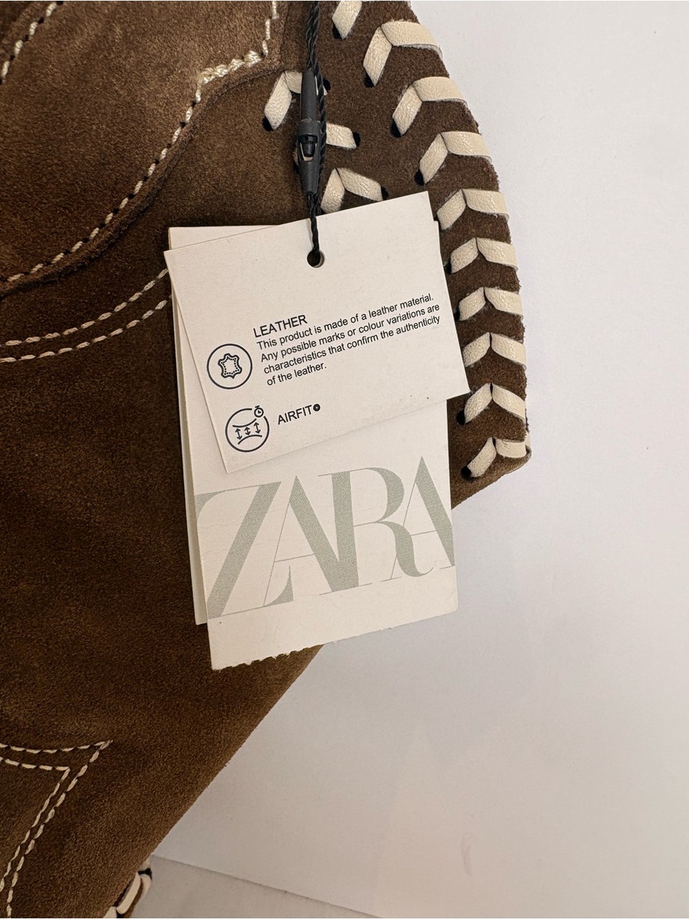 Zara Brown Suede Western Boots with quilted western Heart Detail - Picture 8 of 13